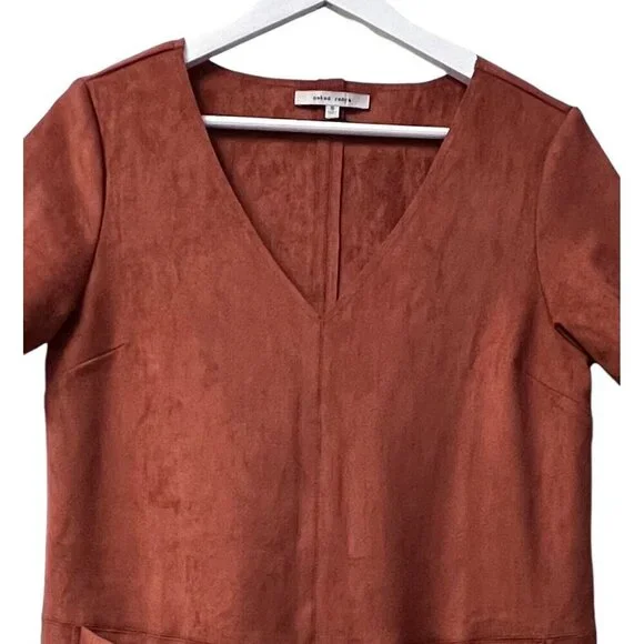 Naked‎ Zebra Faux Suede Short Dress Size S Rust Orange S/S Front Hip Pockets - Picture 8 of 11